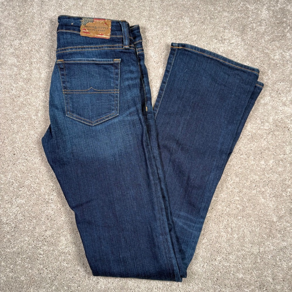 Denim & Supply Ralph‎ Lauren Womens 28 Dark Low Rise Bootcut Jeans Blue 28x34